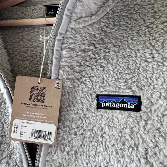 NWT Patagonia Women's Los Gatos 1/4-Zip Fleece Jacket Salt Grey - Size L - Picture 3 of 7